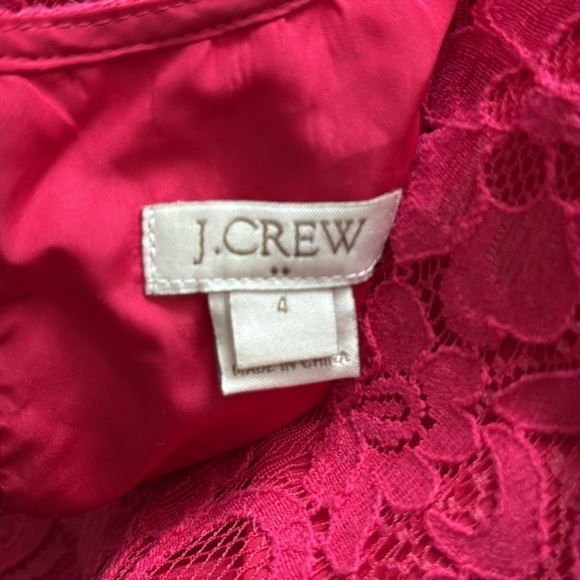 J.Crew hot pink lace sheath dress size 4 Barbiecore feminine cocktail party - Picture 10 of 11